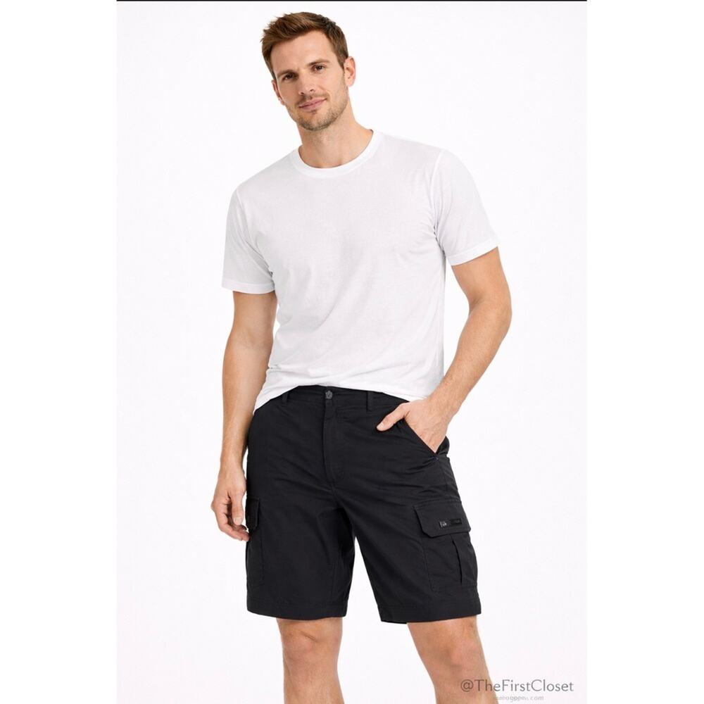 DKNY Mens‎ Black Cargo Pants Zip Pocket Utility Casual Pants
